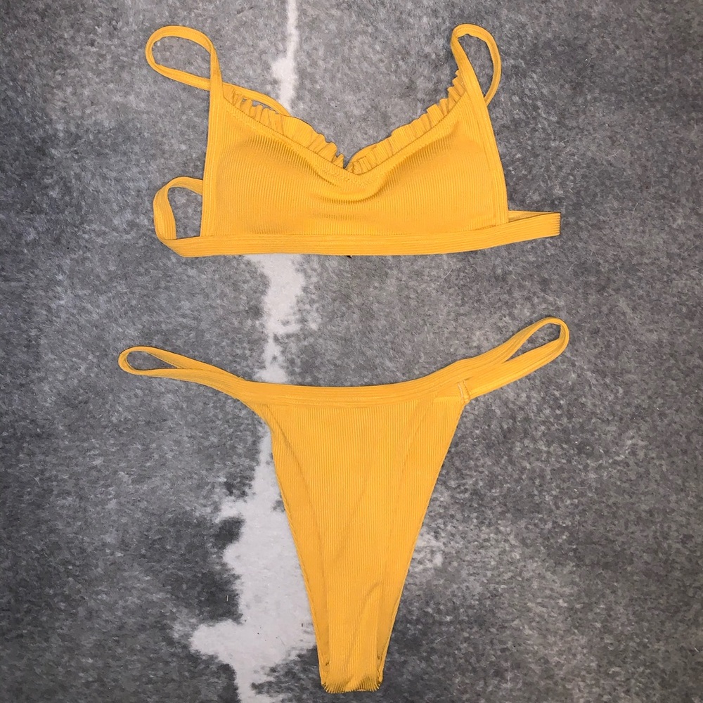 High cut mustard yellow bikini